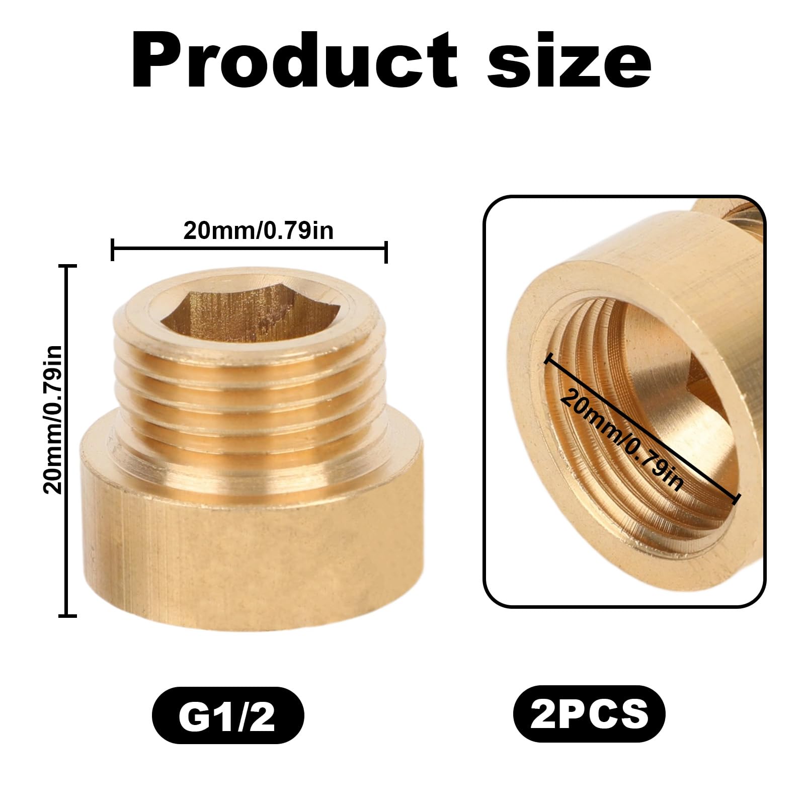 2 bracci di prolunga per soffione doccia, 20 mm, in ottone, G1/2 maschio a femmina, adattatore di prolunga per tubo per casa, hotel, bagno