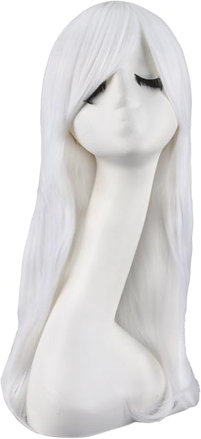 MapofBeauty 60 cm Side Grzywka Micro Tom Waves dugo Krcone Lolita Cosplay Peruki (Biay)