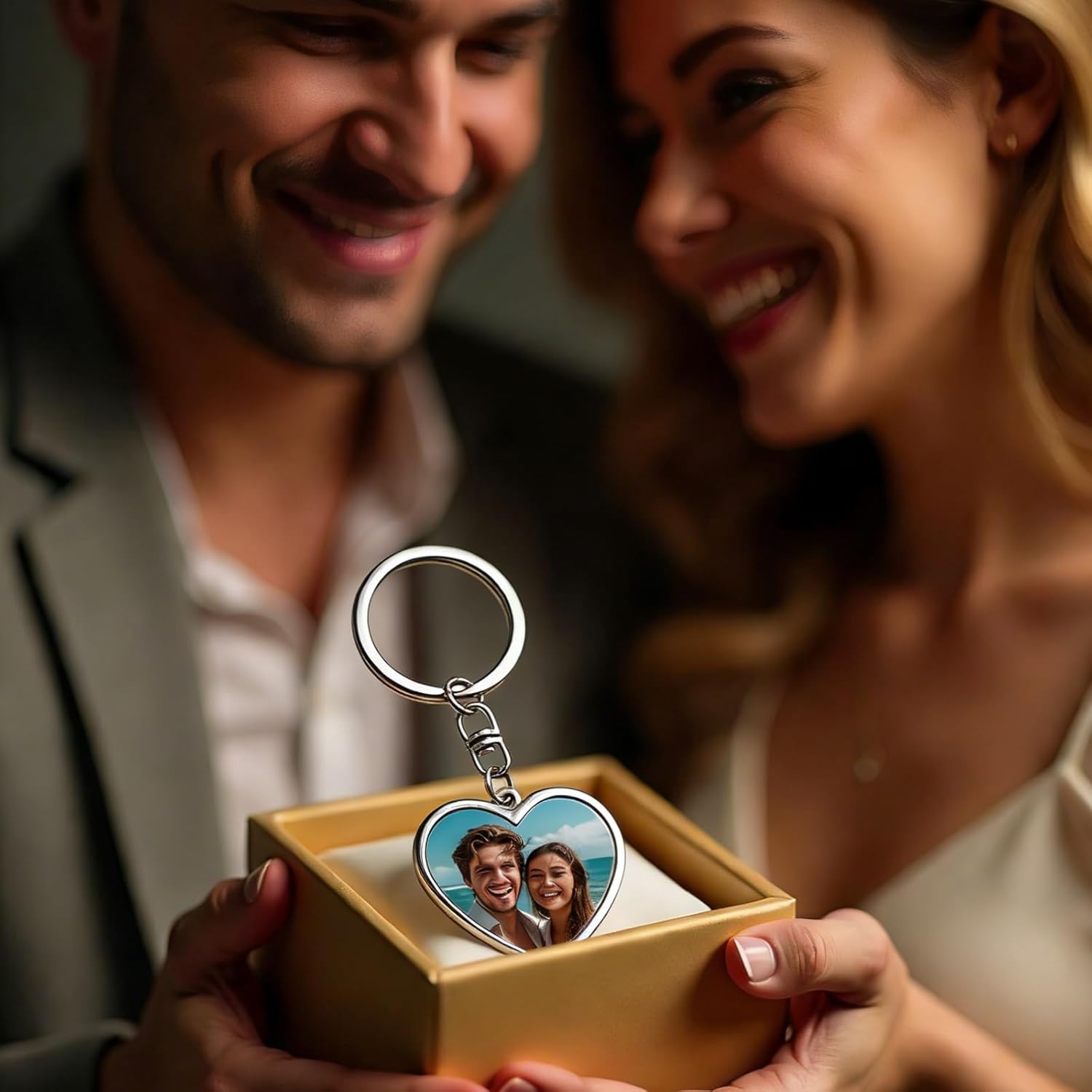 Custom Heart Keychain with Picture - Personalized Engraving Photo Text Key Chain Customized Double-sided Gift Lovers - Image 7