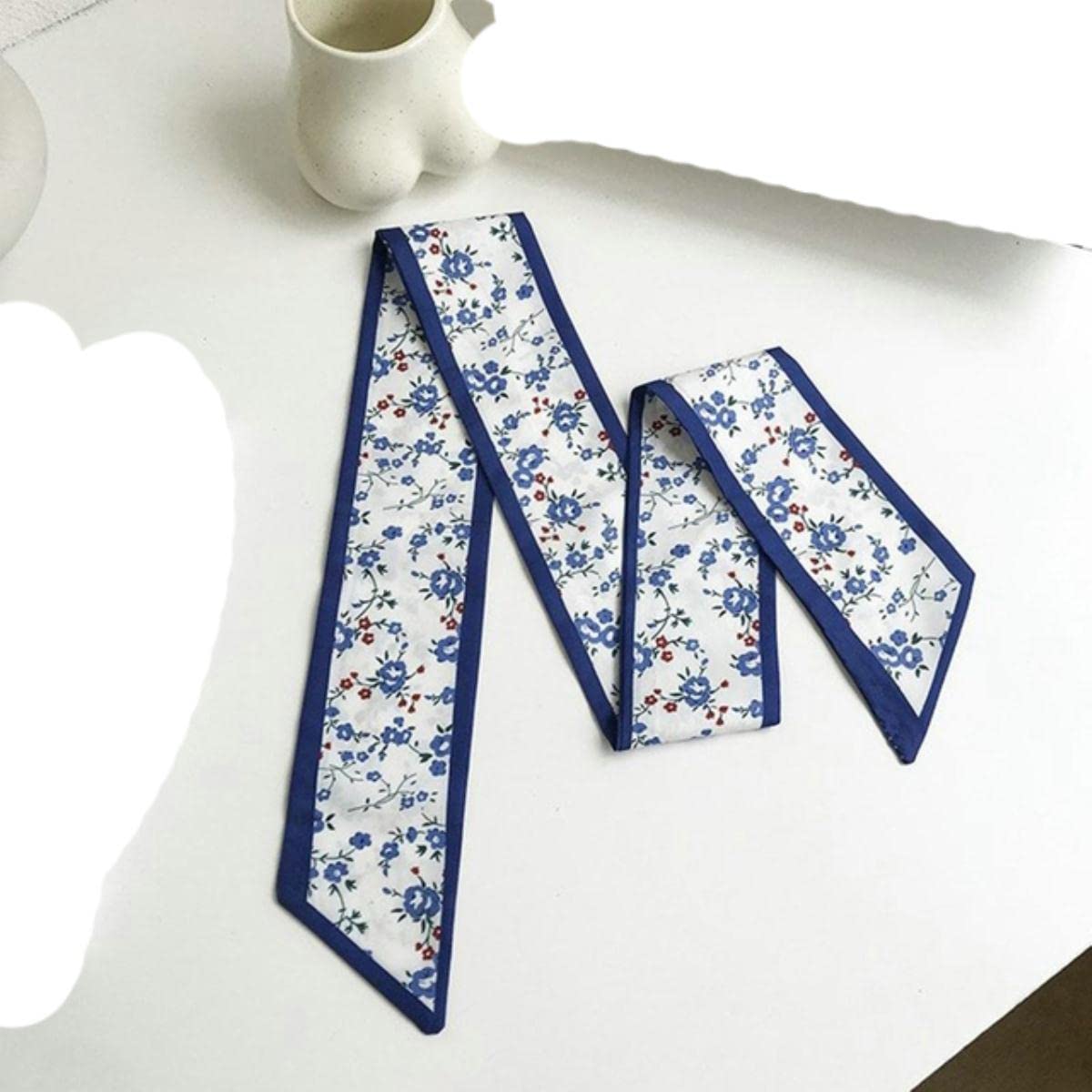 Fashion Printing Chiffon Check Grace Long Ribbon Bow Lady Headdress Scrunchie Ponytail Holder Tie Women Silk Scarves Hair Band-A1,Color