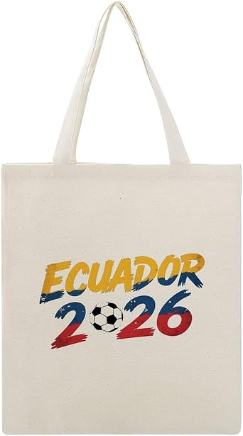 Vintage Ecuador 2026 Football Reusable Canvas Tote Bag, Versatile Handbag for Shopping, Travel And Everyday Use