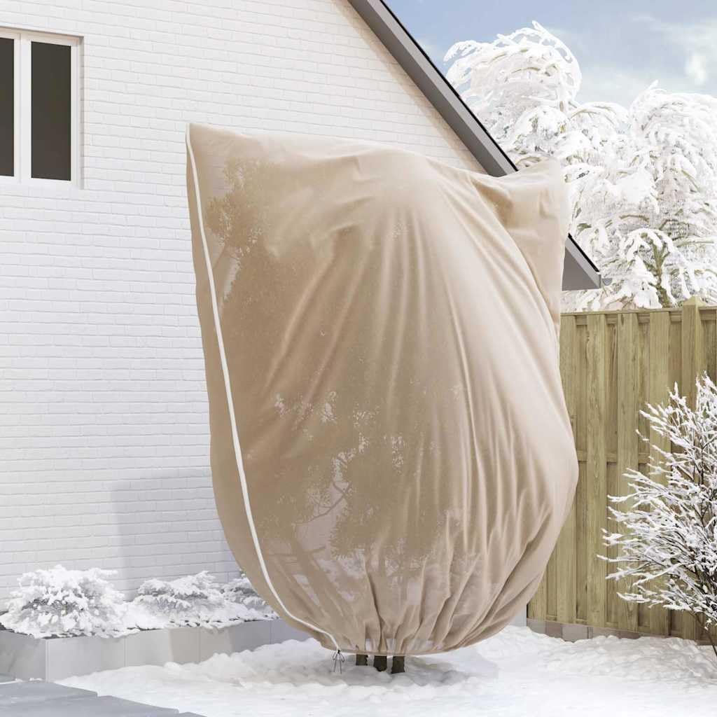 Protezione invernale per piante, tessuto non tessuto, beige, 3,5 x 2,5 m, con cerniera e coulisse, accessorio per la cura del giardino, per aiuola, balcone, terrazza, protezione e crescita di