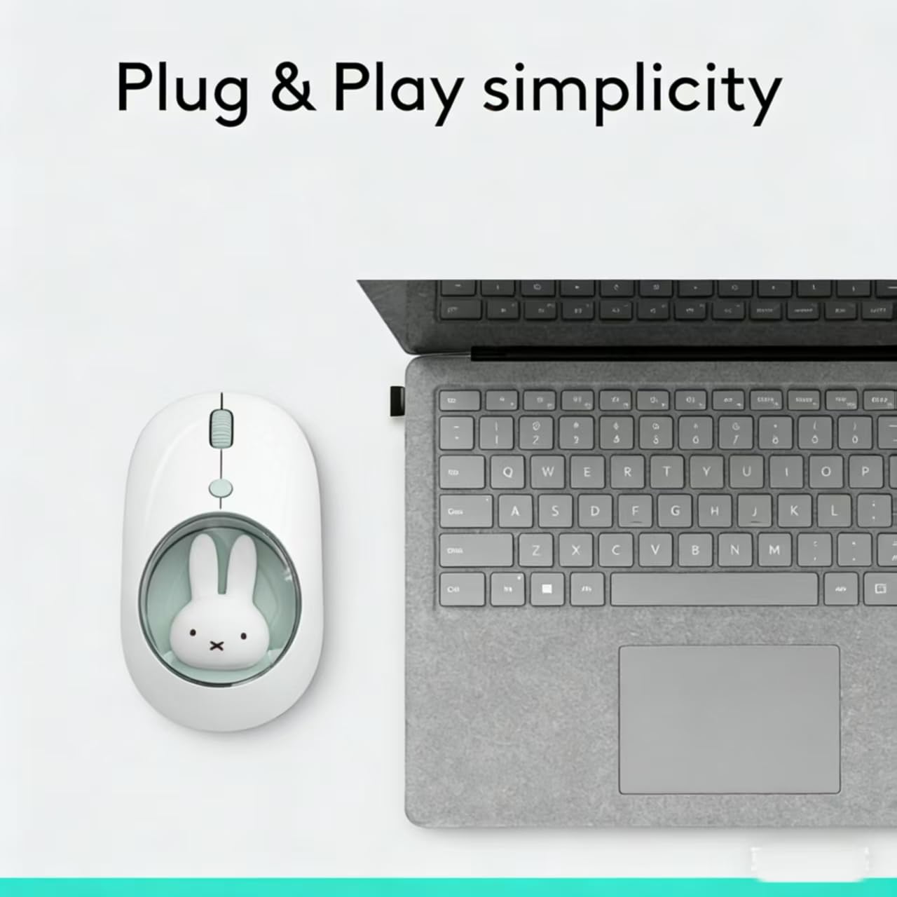 MiPow x Miffy Ratón inalámbrico Bluetooth, pequeño ratón portátil, adecuado para portátiles, tabletas, etc., seguimiento sin problemas, compatible con PC y Mac, Windows y macOS, azul