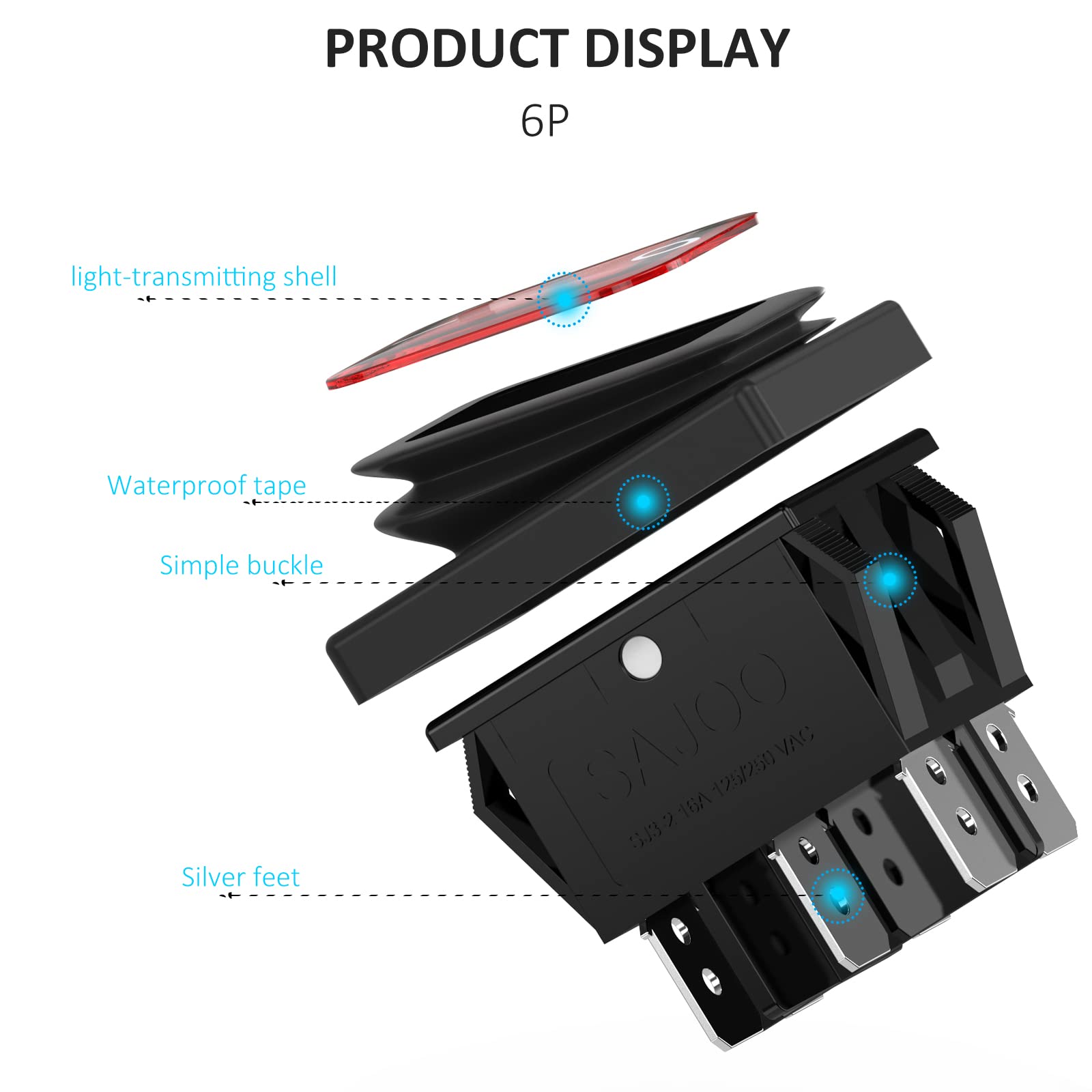6st_s2 ページ Amazon.com: DIYhz 2 Pcs DPST 6 Terminal 2 Position ON/Off Snap