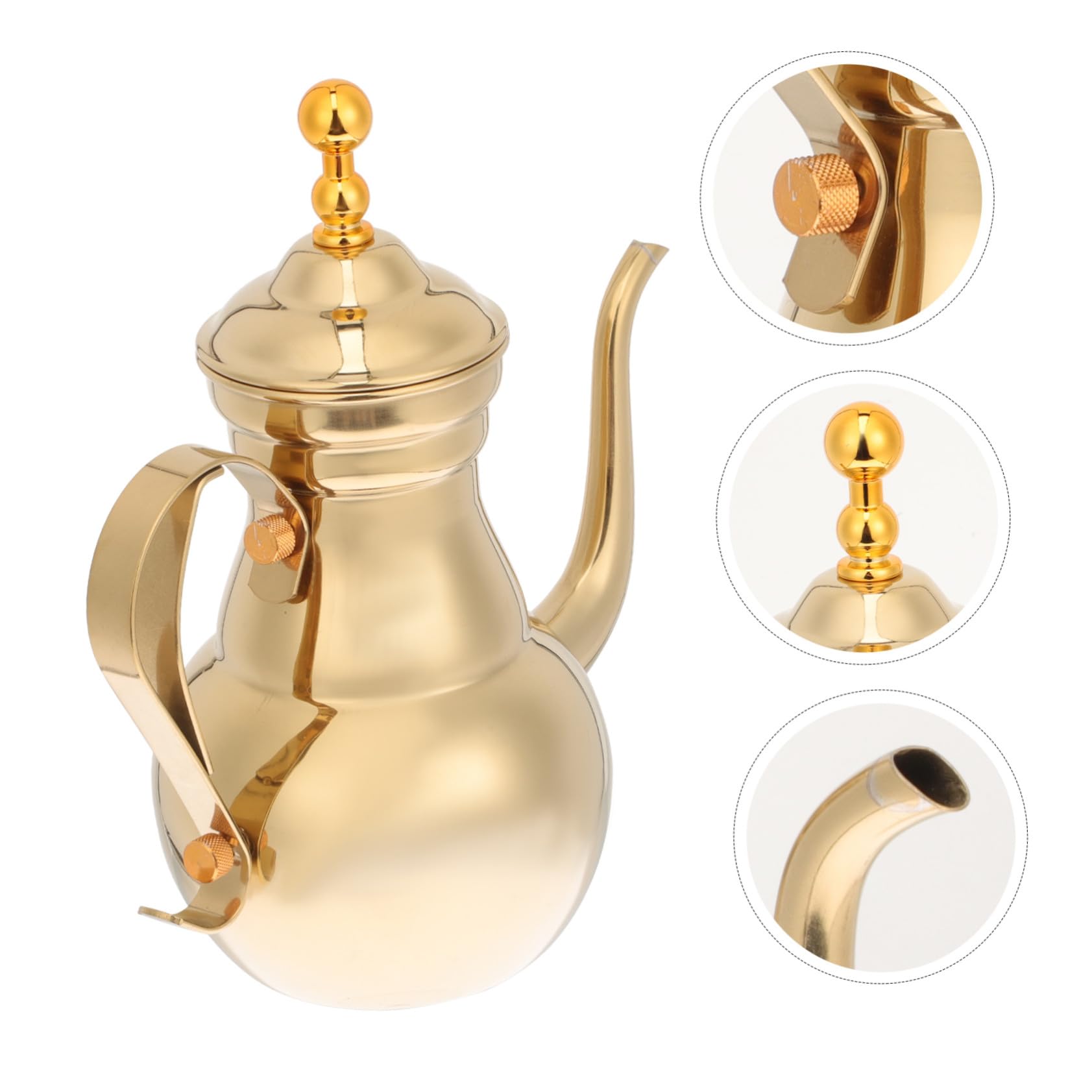 Homoyoyo Caffettiera in Acciaio Inossidabile Color Oro con Filtro Integrato Bollitore da Caffè Multiuso con Beccuccio per Controllo Preciso per Caffè e Bevande Calde e Fredde