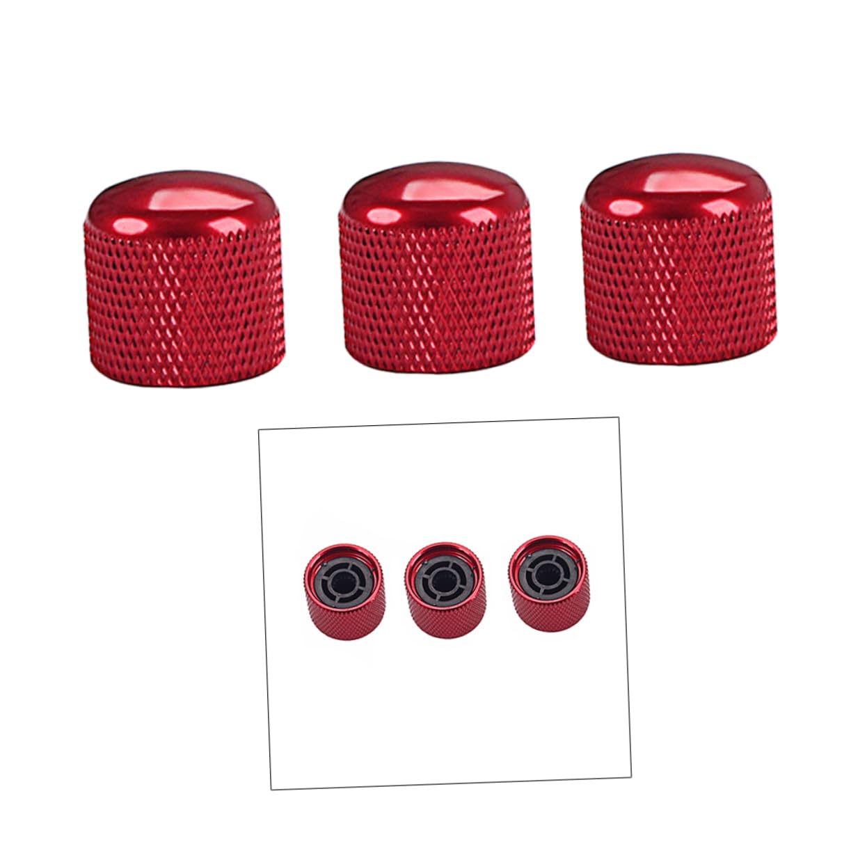 BESTonZON 3pcs Red Guitar Effects Pedal Control Knobs Volume Bass Knob Caps for Replacement