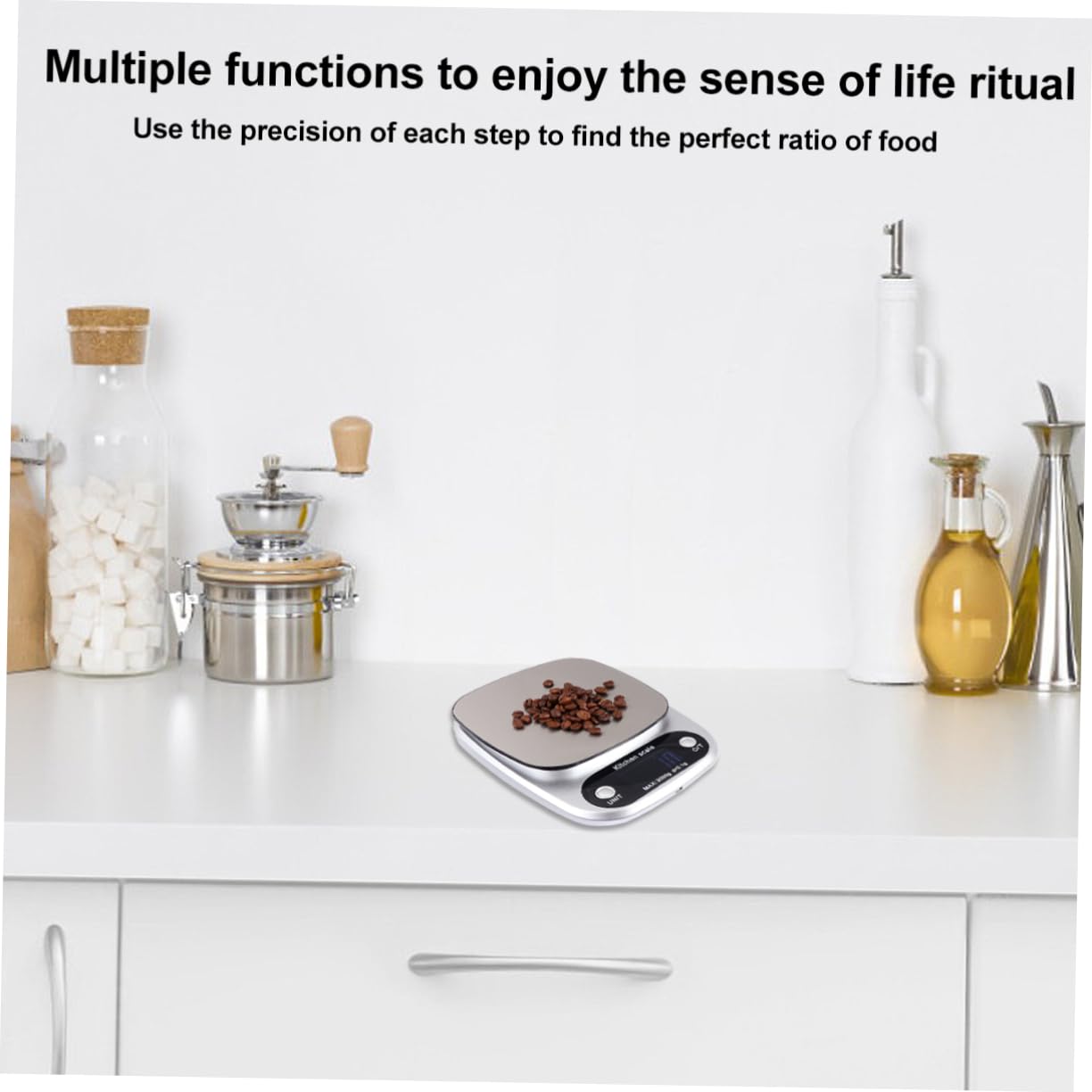 OUNONA Báscula De Cocina Digital Recargable 3 Kg 0,1 g Acero Inoxidable Pantalla Lcd Portátil Precisión Para Alimentos y Café