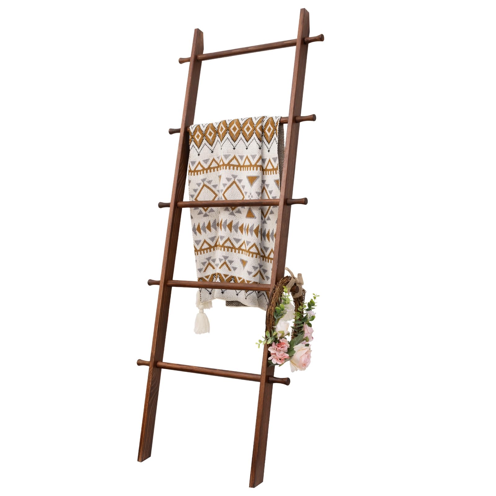 Blanket Ladder Tier Wooden Quilt Stand Decorative Ladder Shelf