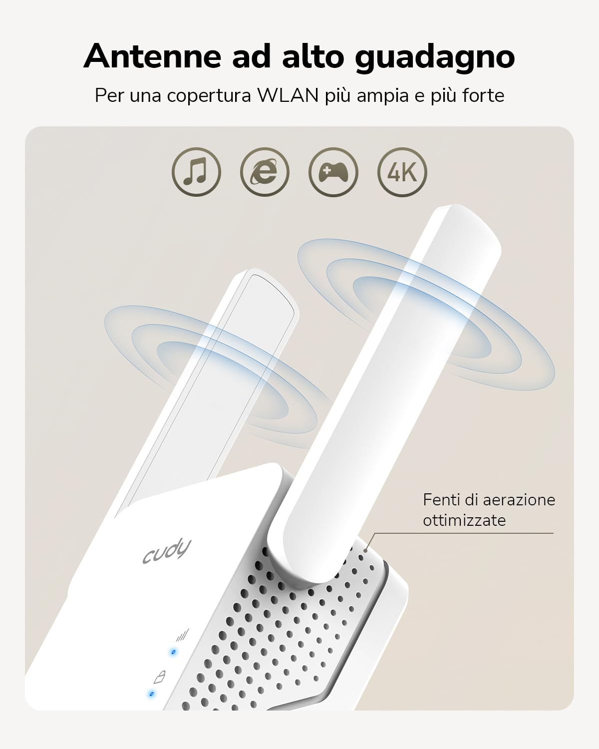 Cudy RE1200 Booster wireless AC1200 Dual Band WiFi Extender, WiFi Range Extender, 300 Mbps su 2,4 GHz, 867 Mbps su 5 GHz, copre fino a 1500 piedi quadrati, collega 30 dispositivi, modalità AP, WPS