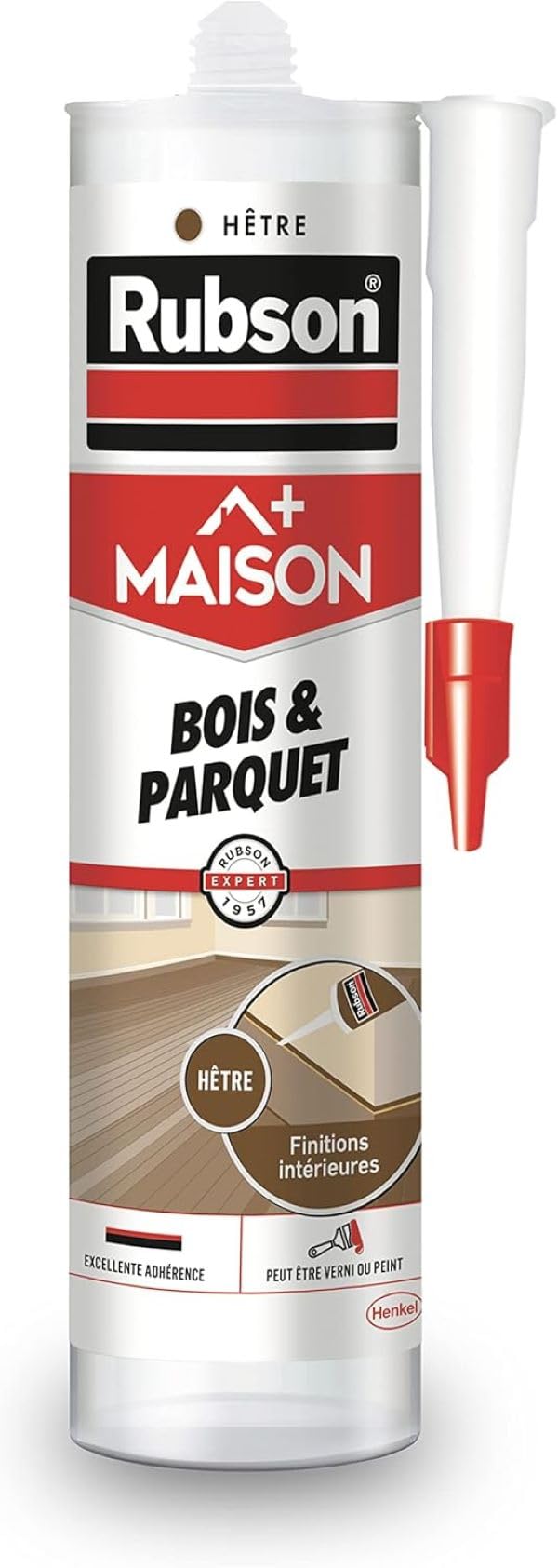 Rubson Mastic Maison Bois & Parquet couleur Hêtre (cartouche de 280 ml), Mastic acrylique pour tous supports bois et maçonnerie, Joints intérieur abrité