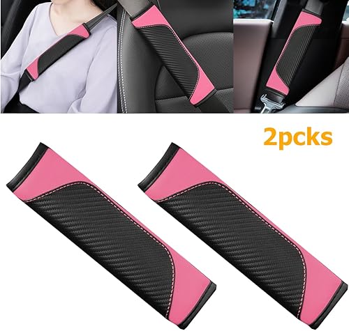 Miniatura 10 de Osilly 2 fundas para cinturón de seguridad de automóvil, protección de hombro para cinturón de seguridad de fibra de carbono, suave cojín para