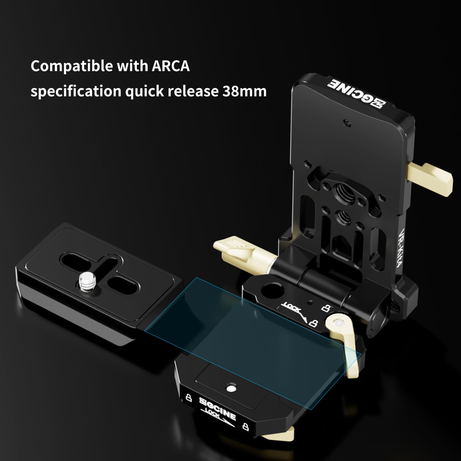 ZGCINE VR-KIT4 v-mount uchwyt na akumulator z szybkim zamkiem Arca-Swiss, składanym ekranem i składaną konstrukcją | Płyta akumulatora V-Mount do kamer dla mobilnych zestawów