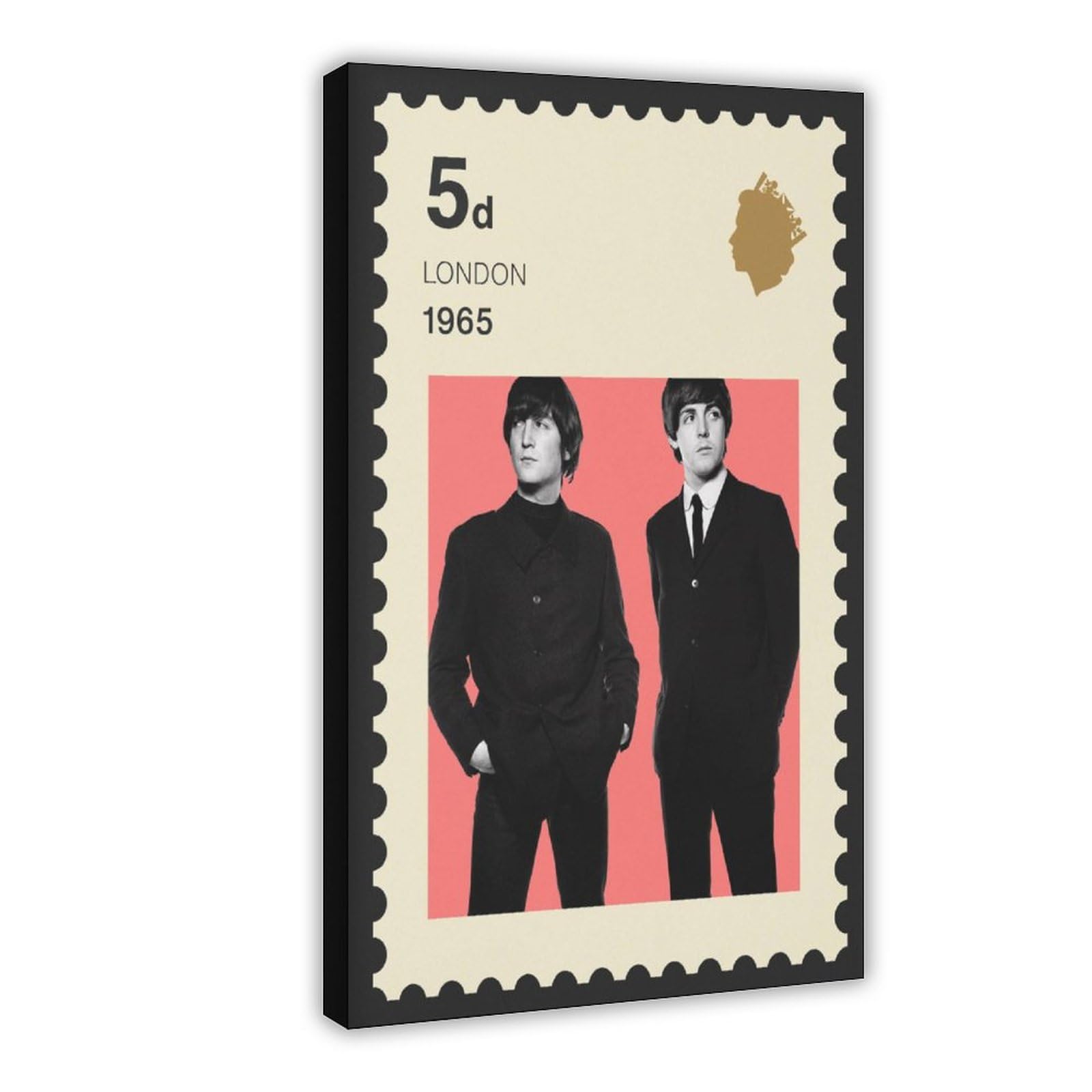ETOMEY John Lennon Paul McCartney Wall Art Print - Vintage Stamp Syle Poster Canvas Poster Bedroom Decor Sports Landscape Office Room Decor Gift Frame-style 16x24inch(40x60cm)
