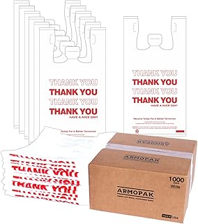 Armopak Thank You 1000 Pack T-Shirt Bags 12Ã—6.5Ã—22 Shopping bags White
