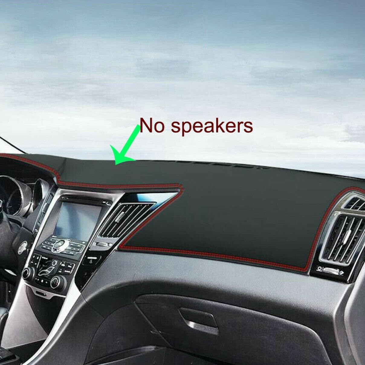 Dashboard Cover Dash Cover Mat for Hyundai Sonata 2011 2012 2013 2014 Non-Slip Dash Board Leather Protector (Black with Black Line)