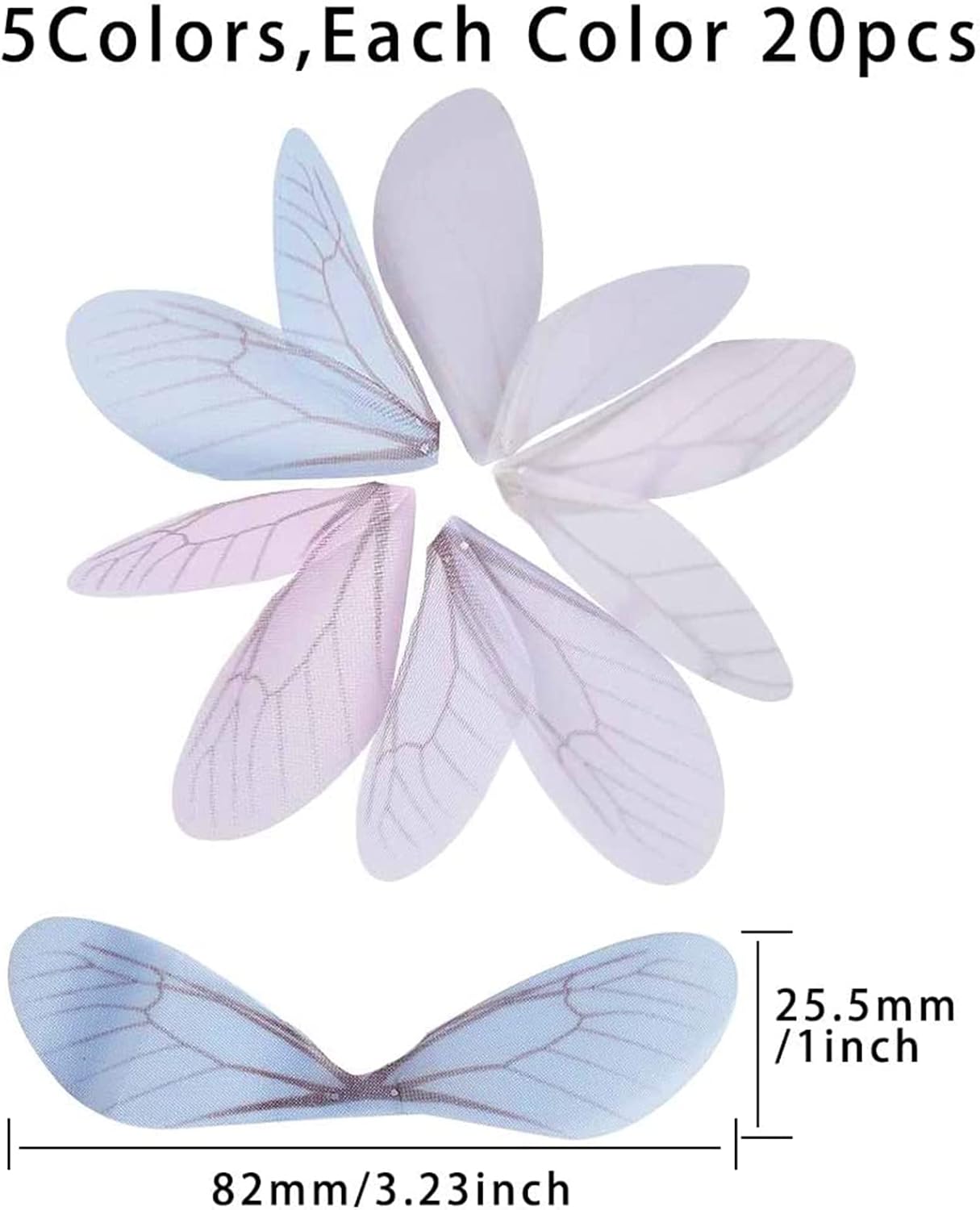 SUNNYCLUE 100Pcs 5 Colors Dragonfly Wing Charms DIY Wings Charms Pendants with Hole for Flying Keys Earrings Pendant Colorful Butterfly Wing Jewelry Charms DIY Jewelry Making Necklace Accessories image 2
