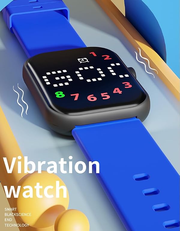 e-vibra Rechargeable Vibrating Alarm Watch Silent Pill Reminder Wristband Wake Up Watch - with 8 Personalised Message Reminder (Dark Blue-Large) by e-vibra - Used condition - US$18.11