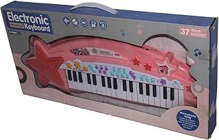لوحة مفاتيح موسيقية إلكترونية للأطفال- لعبة بيانو 37 مفتاح مع ميكروفون وأضواء وتأثيرات صوتية | لعبة موسيقية تعليمية للبنات (للأعمار من 3 سنوات فما فوق)
