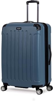 Kenneth Cole REACTION Renegade Luggage Expandable 8-Wheel Spinner Lightweight Hardside Suitcase, Granite Blue, 28-Inch Checked