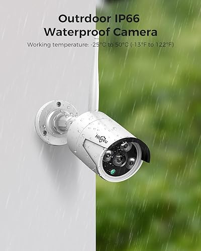 Miniatura 9 de Hiseeu - Sistema de seguridad, ampliable a 16 canales, WiFi Pro 2.4G y 5G, NVR 4K, monitor LCD de 12 pulgadas, cámaras tipo bala, 5 MB, grabación