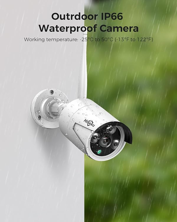 [16CH Expandable] Hiseeu Home Security System, 24/7 Recording 5MP Wired Plug-in Powered Outdoor Bullet Cameras, 2.4G/5G WiFi Pro, 4K NVR with 12" LCD Monitor, 3TB HDD, Night Vision, IP65 by Hiseeu - Image 9