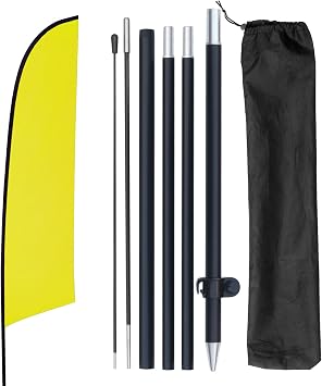 Yeload 7FT Blank Feather Flag Kit With Pole - Solid Color for Sublimation Business - Portable Aluminum Swooper for Outdoor Advertising Yellow