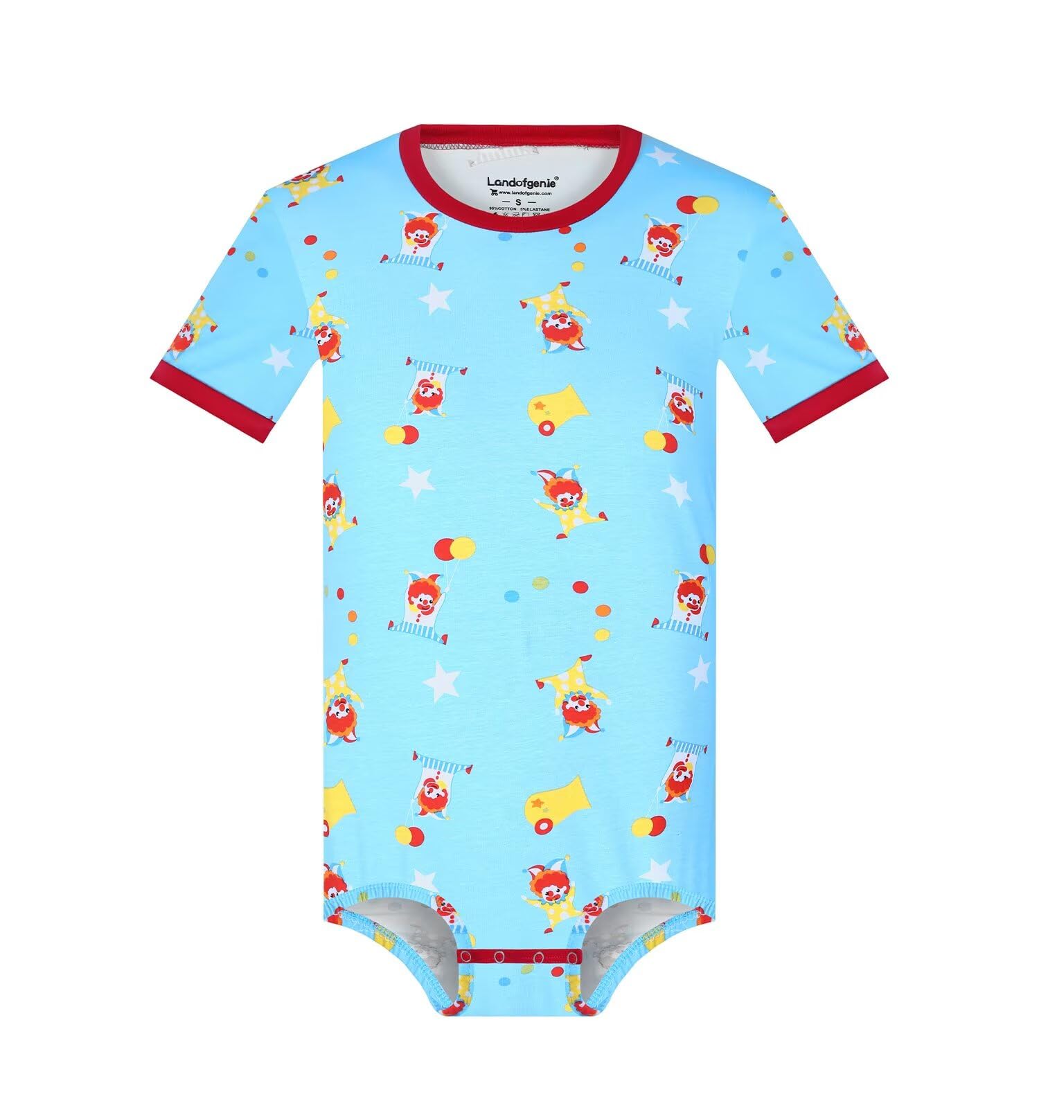 Landofgenie Mono para Hombre Body Pijama Enterizo Manga Corta co Cómodo Bodysuit - Estampado de Payaso