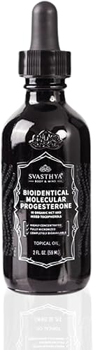 Svasthya Body & Mind Molecular Progesterona Líquido  Aceite de equilibrio hormonal, alivio de la menopausia, todo natural derivado del ñame mexicano