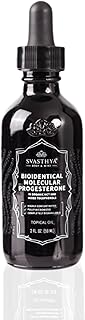 Svasthya Body & Mind Molecular Progesterone Liquid - Hormonal Balancing Oil, Menopause Relief, All Natural Derived from Mexican Yam - 5.5% Progesterone for Women Vitamin E Oil - 2 Fl Oz