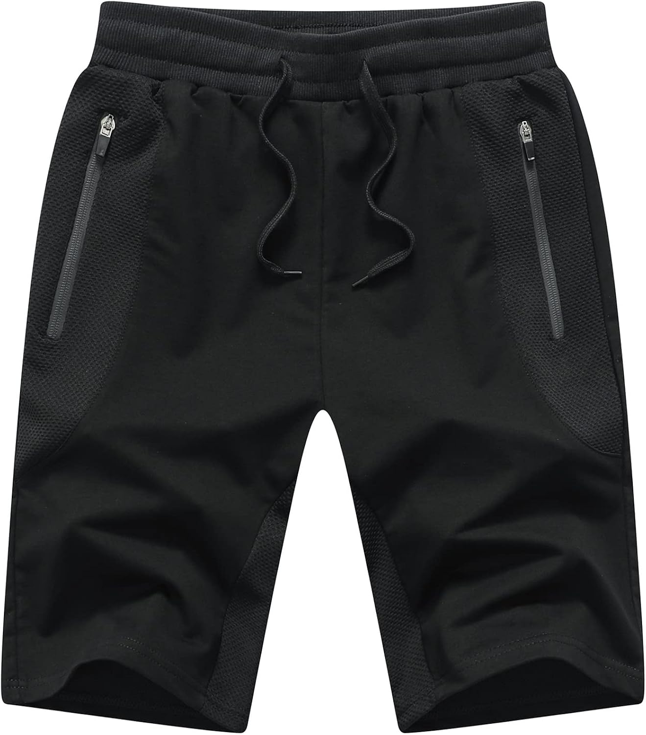 Gaocai Mens Athletic Shorts Gym Shorts Summer Shorts for Men with Zipper Pockets Black Small