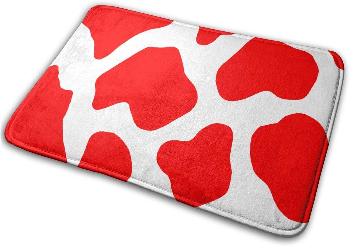 Bgejkos Door Mats Red Cow Print Leopard Pattern Entrance Rug Non-Slip Soft Outdoor Indoor Entry Carpet for Patio Kitchen Inside Floor Porch Garage Home Front Door