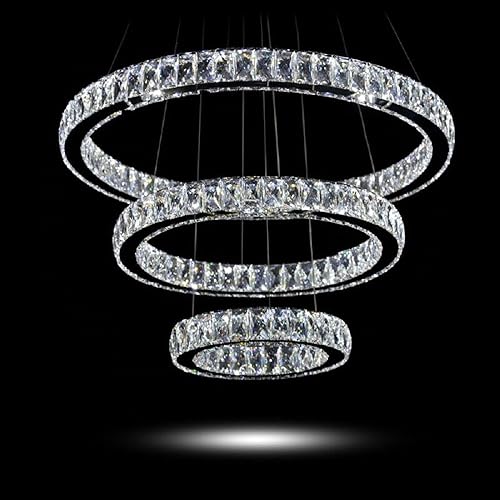 Miniatura 4 de MEEROSEE Colección Lighting Arañas LED modernas, luces para techo, lámparas colgantes de cristal Light Fixture K9, ajustables, de acero inoxidable,