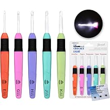 Yarniss LED Crochet Hook Set 3.5mm, 4.5mm, 5.0mm, 5.5mm, 6.5mm, Light Up Crochet Hook with Spare Battery
