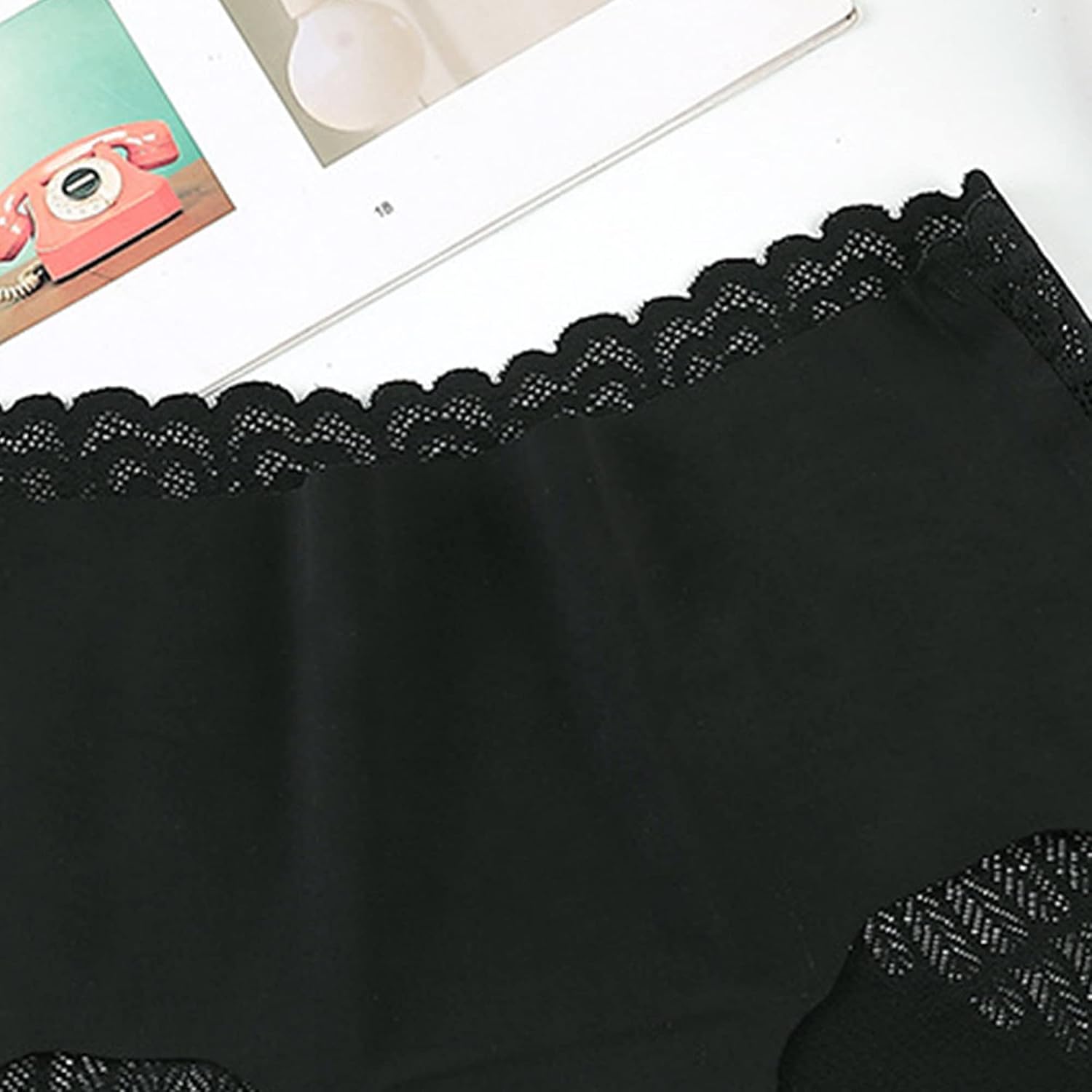 DGHM-JLMY Women's Hip-Lifting Ice Silk Breathable Briefs Jacquard Seamless Cotton Sexy Briefs Lace Knickers Multipack Comfy (Black 5Pc,Large)