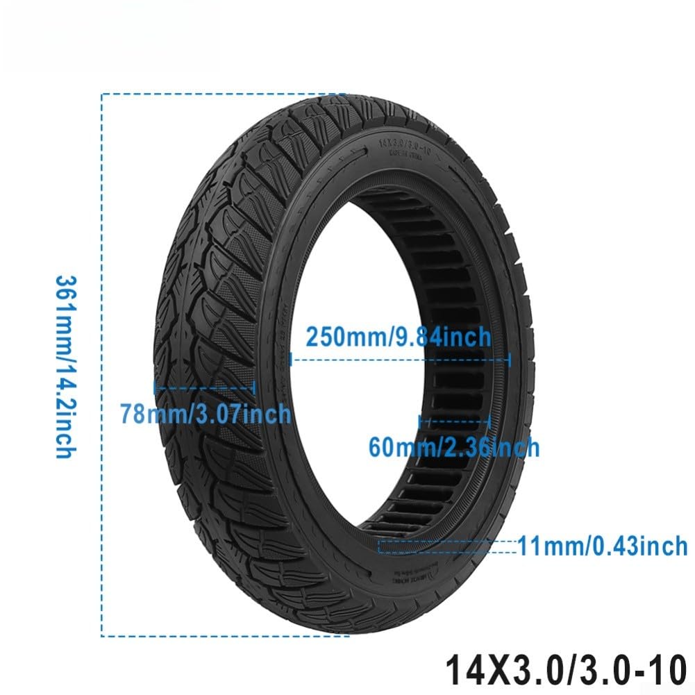 14 x 3,-10 solider Reifen, pannensicher, Scooter-Rad, nicht pneumatisch, elektrisch, für Fahrradreifen, verschleißfestes Gummi, rutschfest, gerillt, schlauchloser Ersatz für E-Scooter