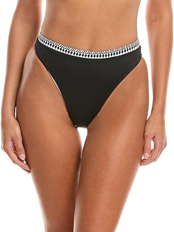 lemlem Womens Lena High-Leg Bikini Bottom, L, Black