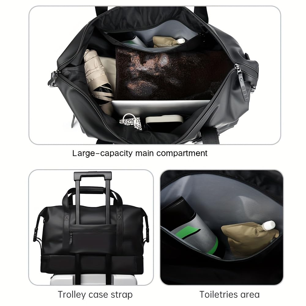 Bolsa de lona plegable para deportes, de poliuretano, ligera, con bolsillo húmedo y compartimento para zapatos, bolso de mano portátil para entrenamiento, fin de semana, uso diario