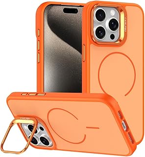 For iPhone 14 Proケース6.1インチ,隠し収納式スタンド,対応MagSafe, 対応 ワイヤレス充電,超強磁力 い,iPhone14 Proカバー,耐衝撃性、滑り止め、落下防止、指紋防止、超薄、全面保護,アイフォン14 Proケースカバー。 (おれんじいろ)