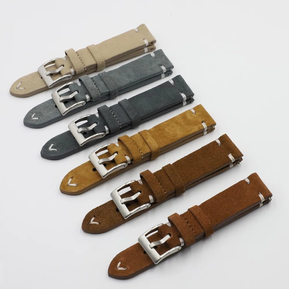 Wildleder Leder Watch Band18mm 20mm 22 mm 24mm Schnellveröffentlichungsgurt Ersatz Vintage Watchband für Männer Frauen braun