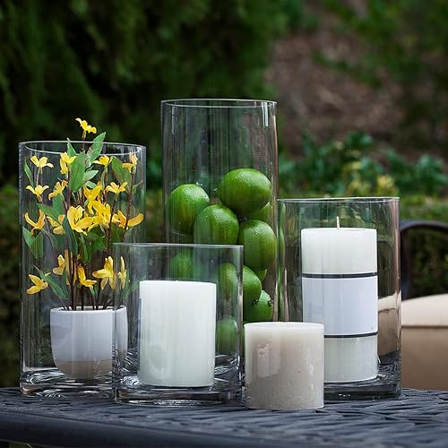 Miniatura 6 de Enova Floral Jarrón cilíndrico de vidrio transparente de 5 x 10 pulgadas, florero redondo de flores flotante, jarrón alto de vidrio para flores,