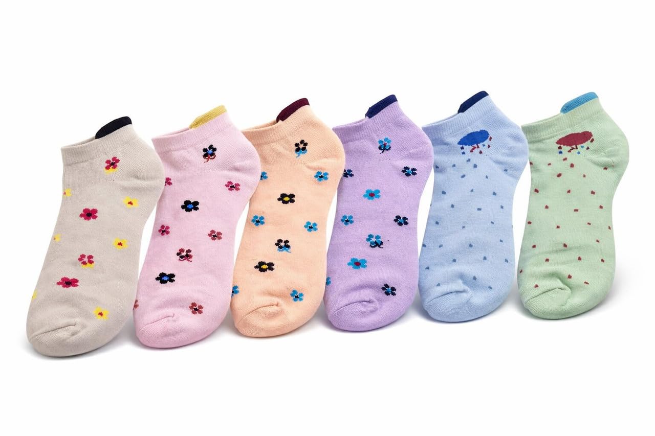 mikoniko Women’s Cotton Ankle Socks Pack of 6 Pairs | Cushioned Low Cut Athletic Sports Socks for Running, Gym-picture-27