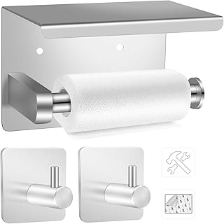 EXLECO Uchwyt na papier toaletowy 14 cm SUS304 stal nierdzewna uchwyt na rolkę toaletową samoprzylepny do łazienki i kuchni