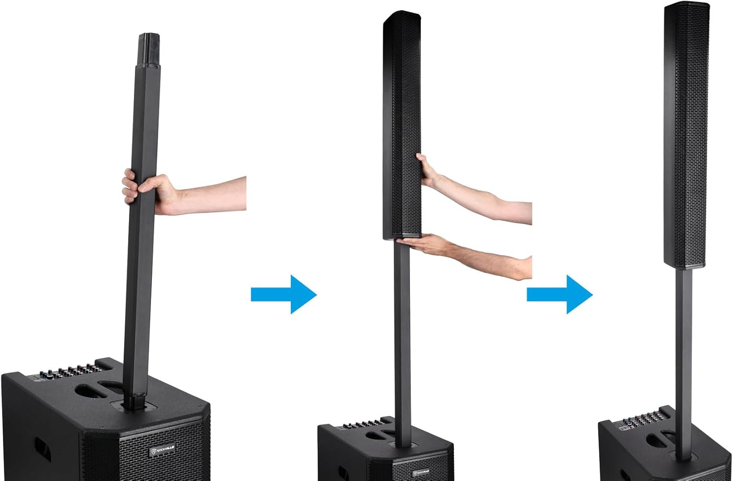 Rockville (2 Titan MIX12C 12" Powered Column PA System with Subwoofer, 8-Channel Mixer, Bluetooth, DSP, 3200W – Portable Speaker for DJs & Events (2 Items) - Image 7