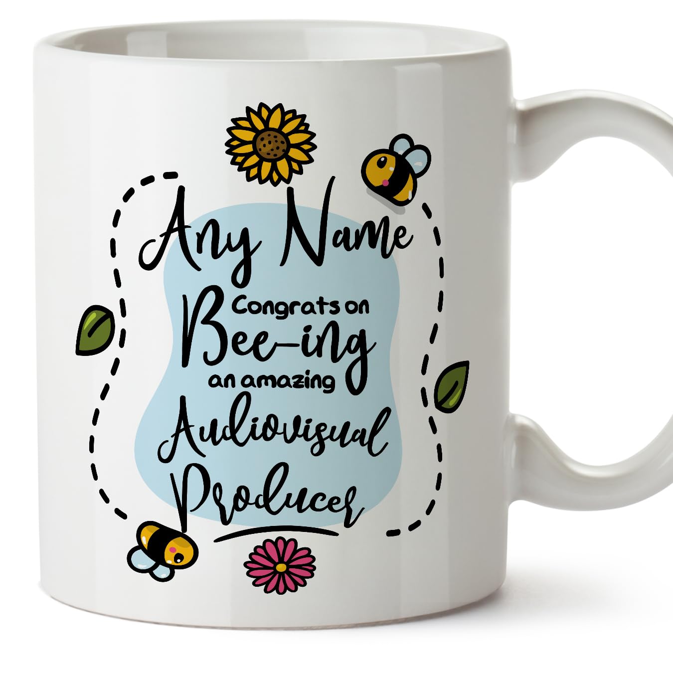 MUGFFINS Personalised Mug for Audiovisual Producer - in English - Thanks for Beeing - Funny Custom Gift for Colleagues - Ceramic 11oz Mug — image 1