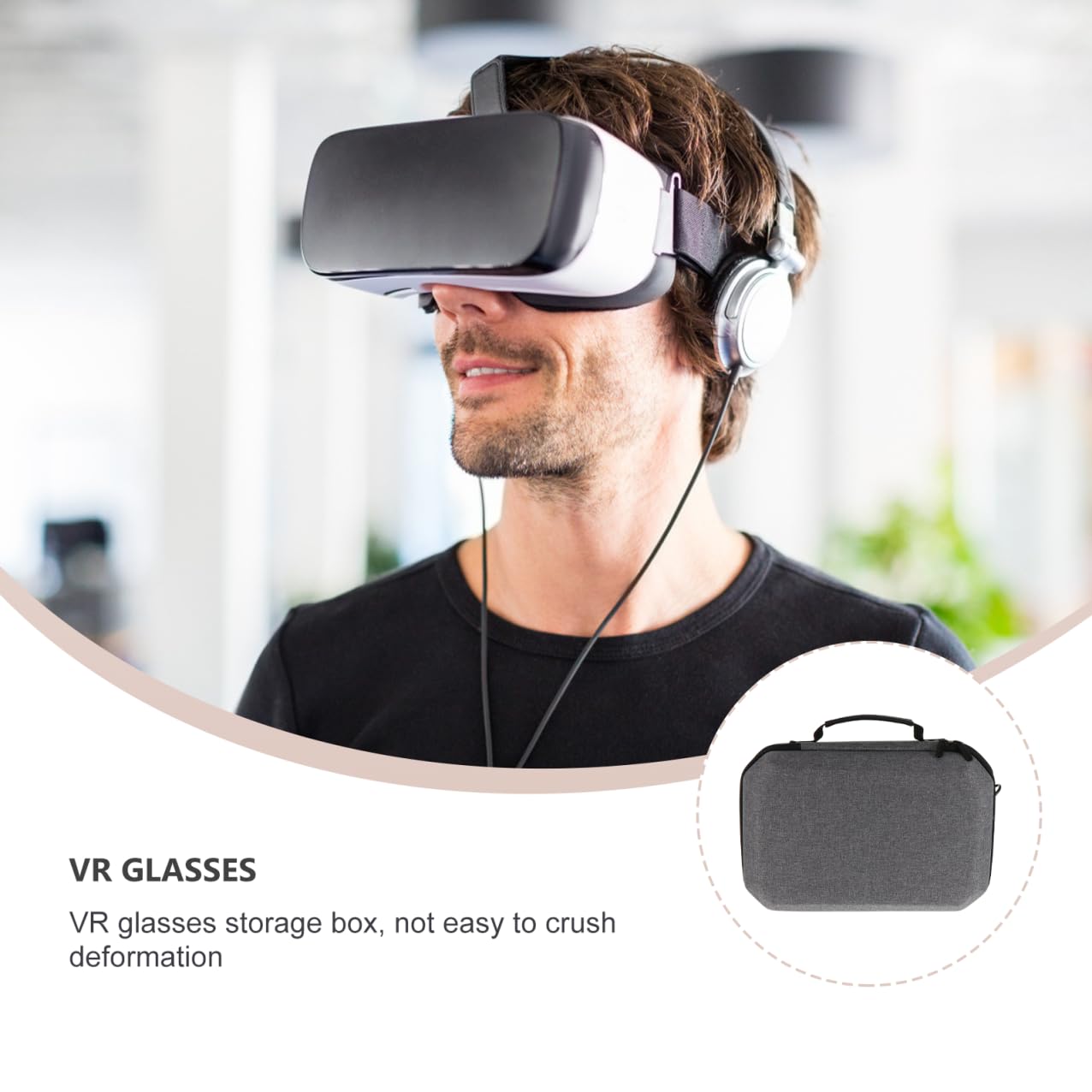 jojofuny Estuche de Transporte para 2 Gafas de Realidad Virtual Caja Protectora de Eva Cremallera Almacenamiento Compacto Fácil de Transportar