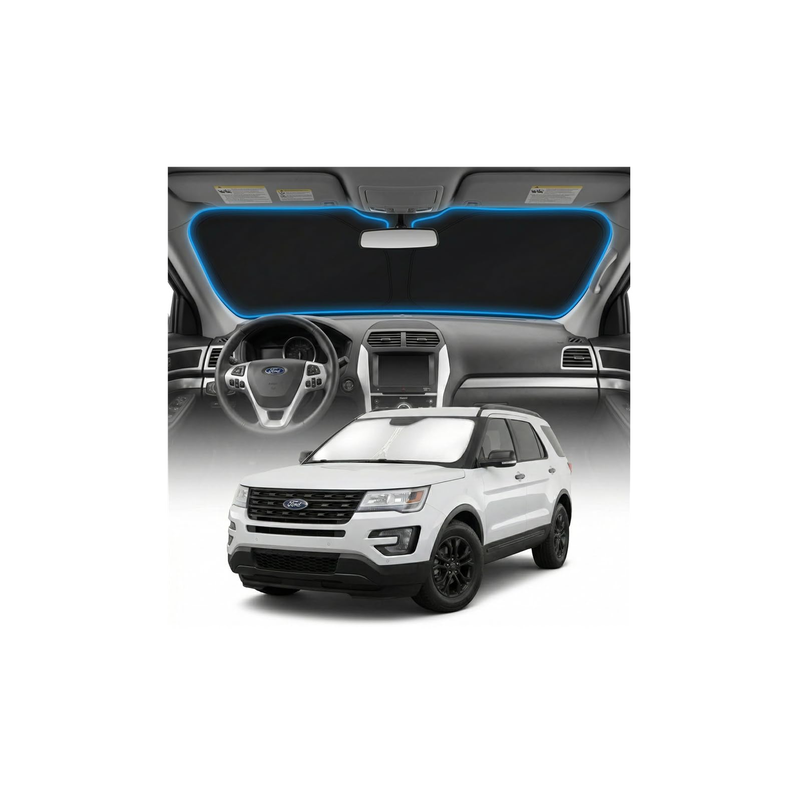for Ford Bronco Sun Shade Windshield Cover - Custom Fit Bronco Accessories 2021-2024 2025 Sunshade Foldable UV Protection & Heat Shield Sun Visor Accessories — view 119