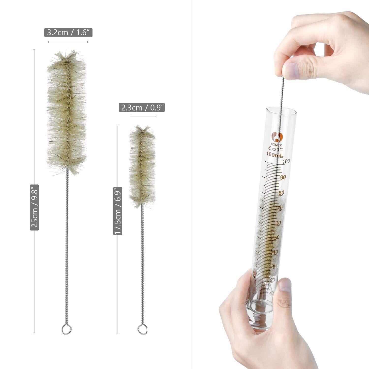 Probeta de Laboratorio para Ciencias, Juego de Laboratorio de Vidrio de borosilicato de 10 Piezas con Cilindros de 5-100 ml, pipetas de 9-12 cm, cepillos, Barra agitadora