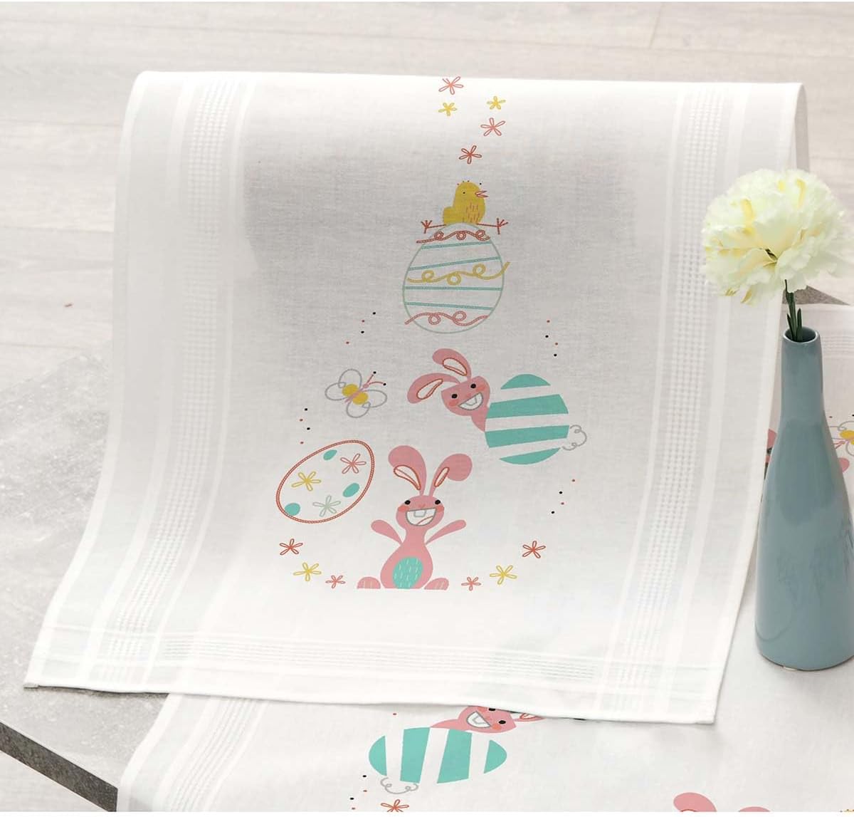 Craftways Bunny & Eggs Table Runner Stamped Embroidery Kit
