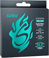 Encordoamento Solez Para Guitarra SLG Gray Alloy Aço Inox DLP Jogo de Corda Original Anti Oxidante Durável Resistente Brilho Timbre 0.09, 0.10, 0.11 e 0.12 Com Cordas Extras (0.12)
