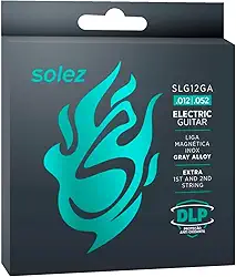 Encordoamento Solez Para Guitarra SLG Gray Alloy Aço Inox DLP Jogo de Corda Original Anti Oxidante Durável Resistente Brilho Timbre 0.09, 0.10, 0.11 e 0.12 Com Cordas Extras (0.12)